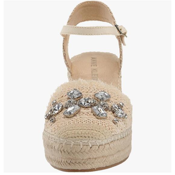 ANNE KLEIN Lenox Crystal Embellished Espadrille Wedges - Picture 2 of 6